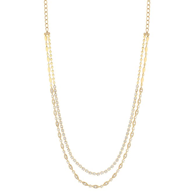 Kwiat Starry Night Diamond Double Strand Necklace in Yellow Gold, 16"