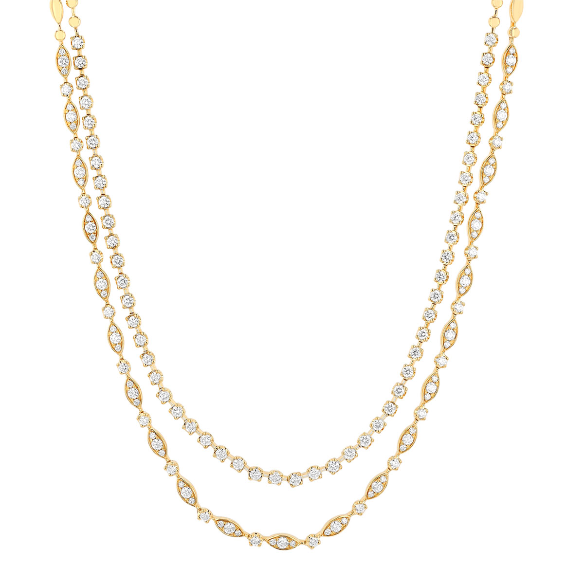 Kwiat Starry Night Diamond Double Strand Necklace in Yellow Gold, 16