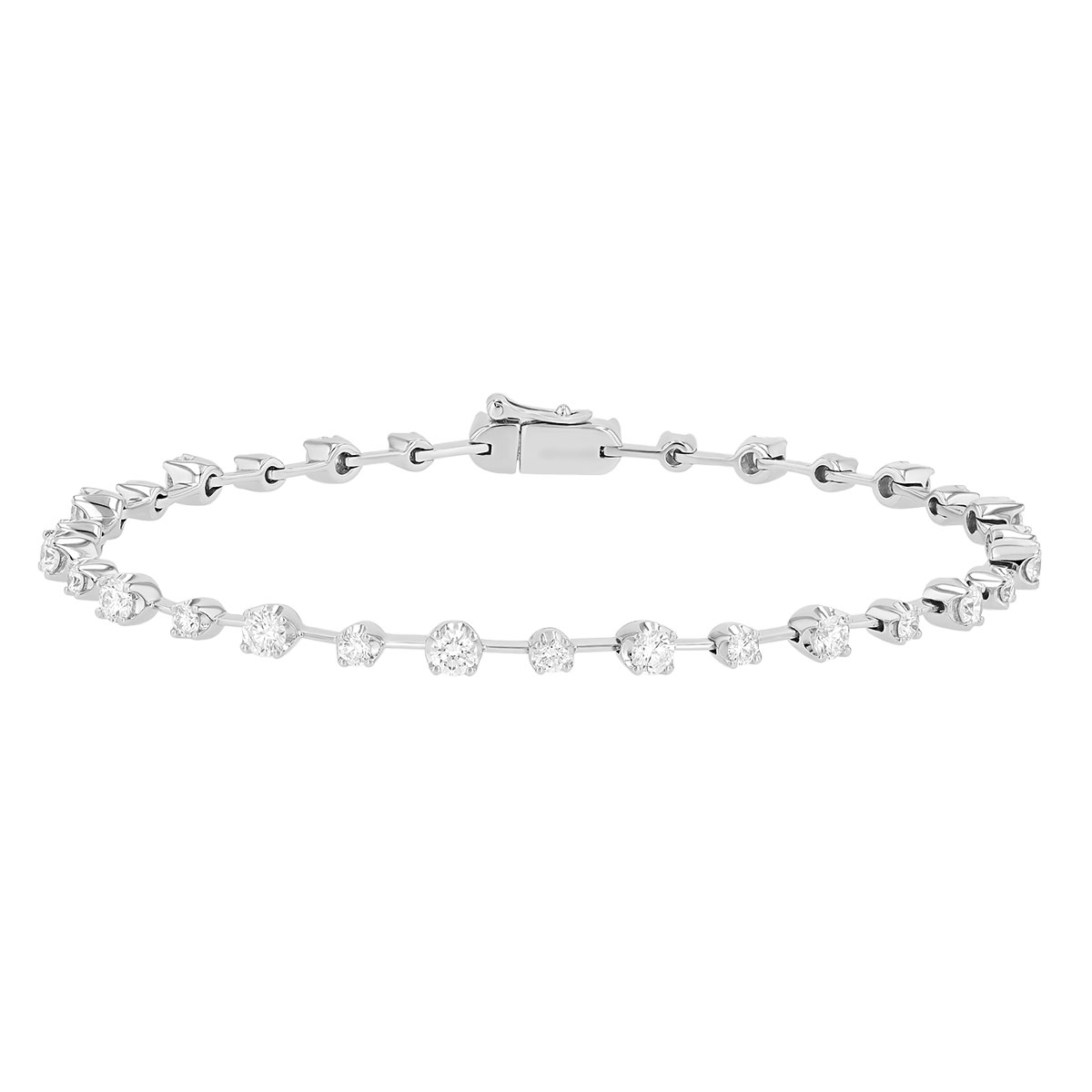 Kwiat Starry Night Round Diamond Station Bracelet in White Gold, 7
