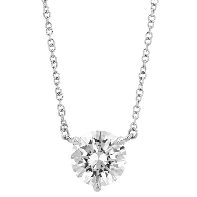 Kwiat Round Diamond Solitaire Pendant in Platinum, 16", 2.00 ct
