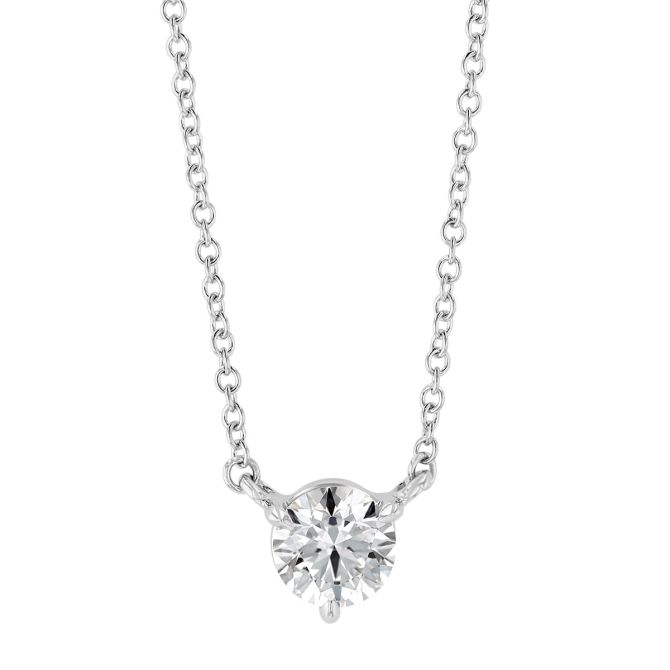 Kwiat Round Diamond Solitaire Pendant in Platinum, 16", 0.70 ct