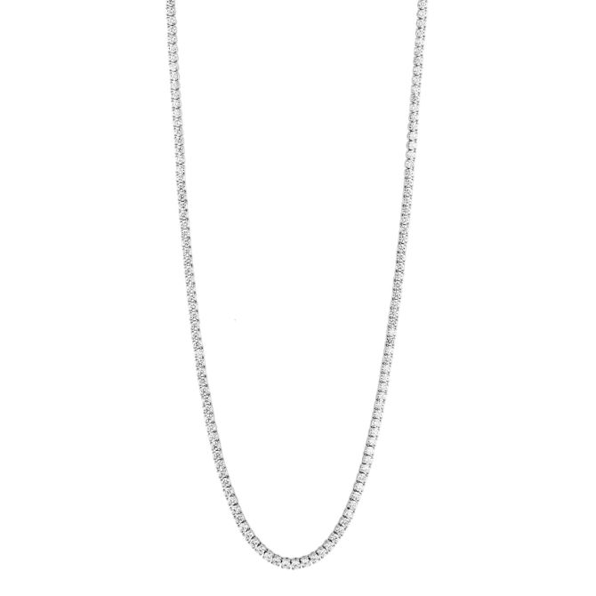 Kwiat Round Diamond Tennis Necklace in Platinum, 17", 10.94 cttw