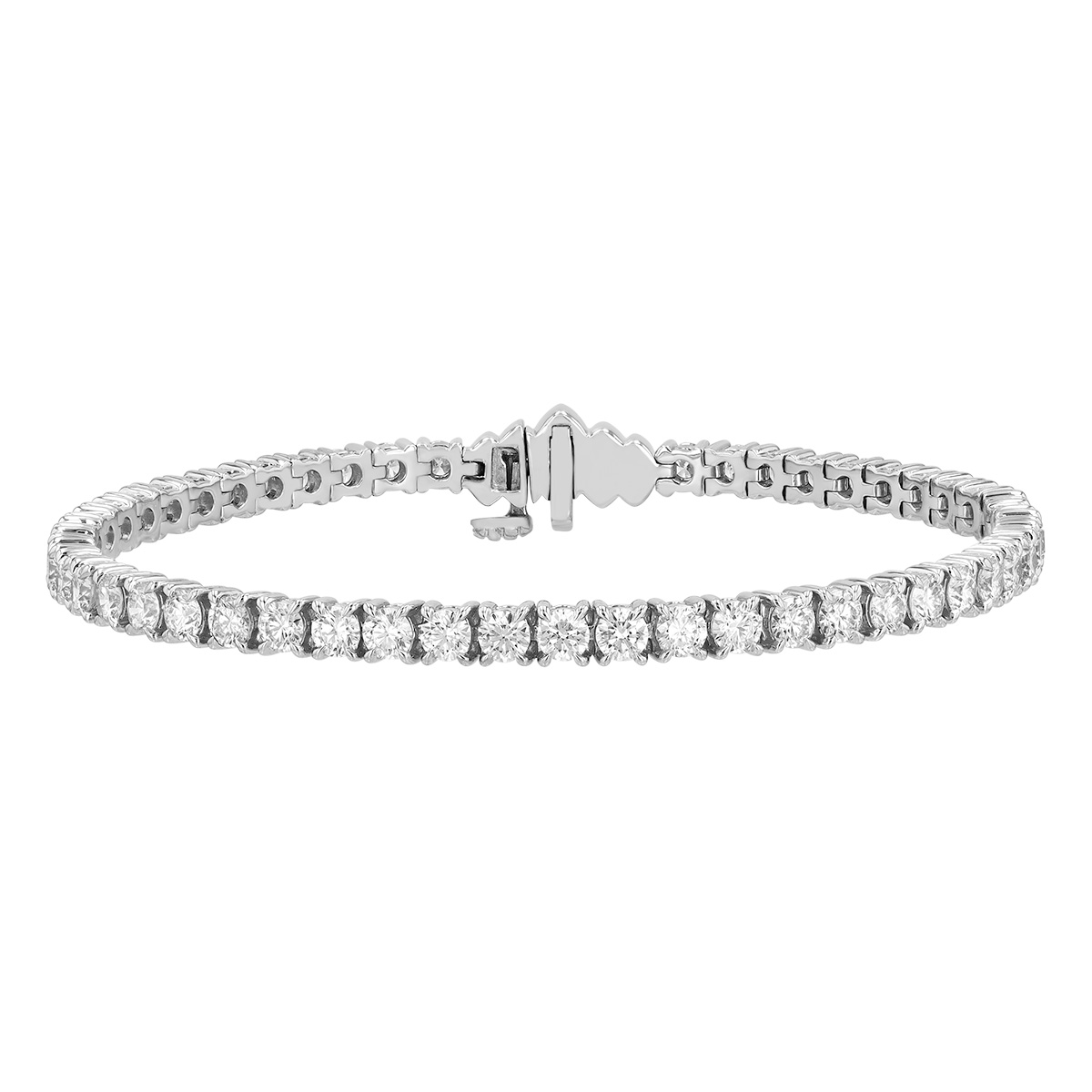 Kwiat Signature Tiara Round Diamond 4 Prong Tennis Bracelet in Platinum, 6.85