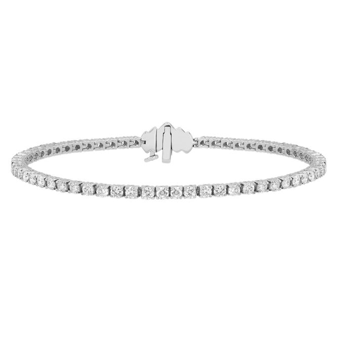 Kwiat Signature Tiara Round Diamond 4 Prong Tennis Bracelet in Platinum, 7", 3.02 cttw