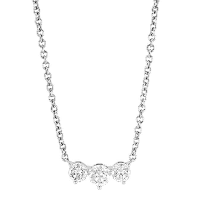 Graduated Round Diamond Trio Necklace in White Gold 16"