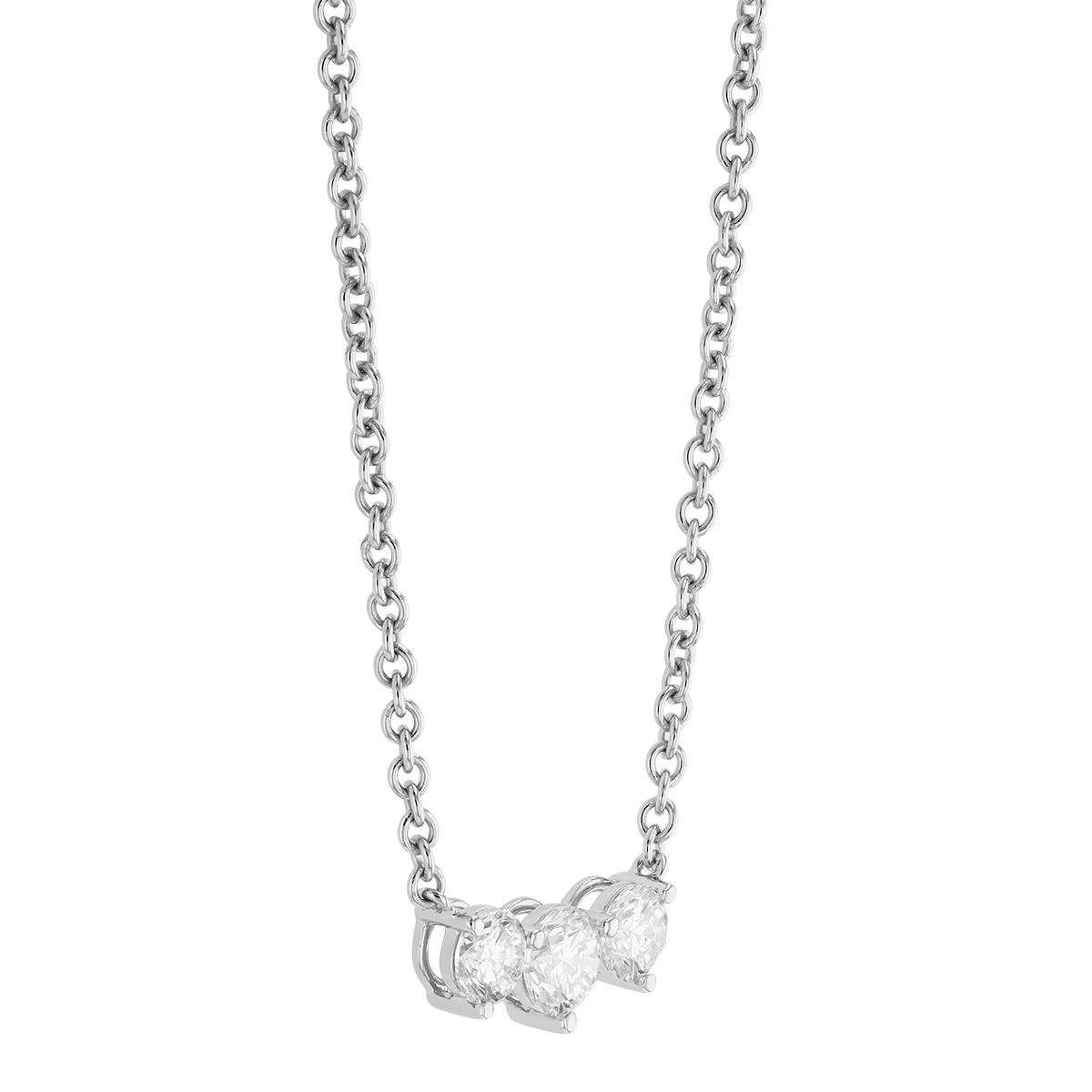 Graduated Round Diamond Trio Necklace in White Gold 16