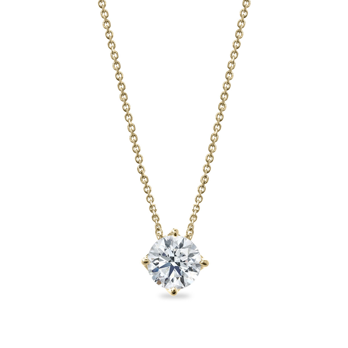 Clarity Diamond Signature Lab-Grown Round Diamond Solitaire Pendant in Yellow Gold, 1.52ct