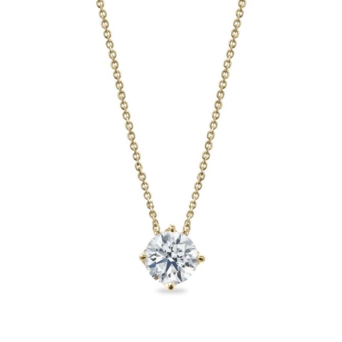 Clarity Diamond Signature Lab-Grown Round Diamond Solitaire Pendant in Yellow Gold, 1.52ct