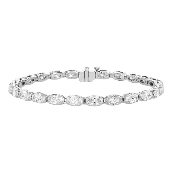 Rahaminov Oval Diamond Tennis Bracelet in White Gold, 6.5", 6.28 cttw