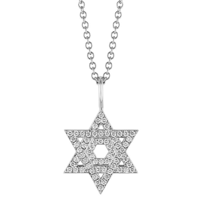 Rahaminov Diamond Pavé Star of David Pendant in White Gold, 18"