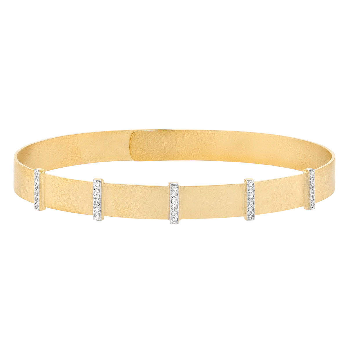 Marika Diamond Bar Station Bangle Bracelet in Yellow Gold