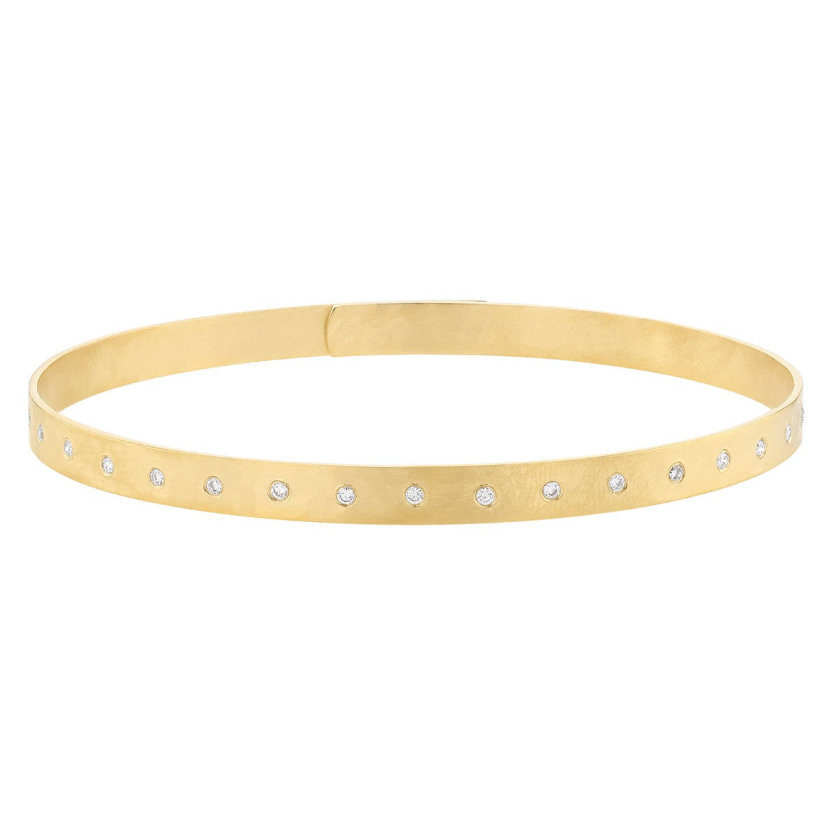 Marika Flush Set Diamond Single Row Bangle Bracelet in Yellow Gold