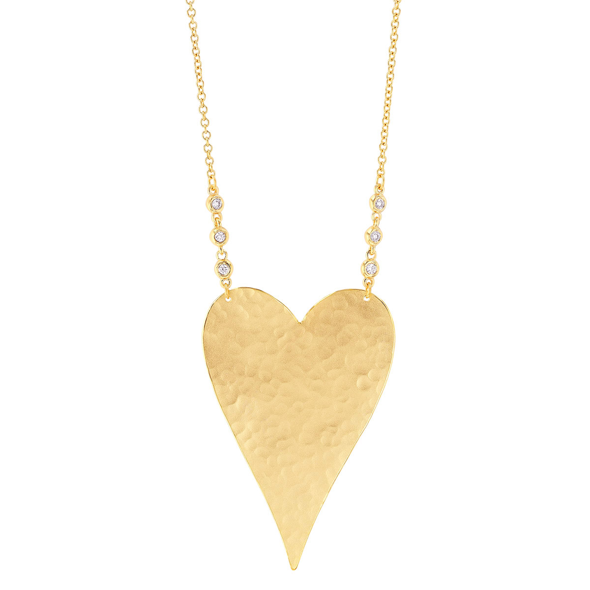 Marika Yellow Gold Heart Pendant with Diamond Accents in Yellow Gold