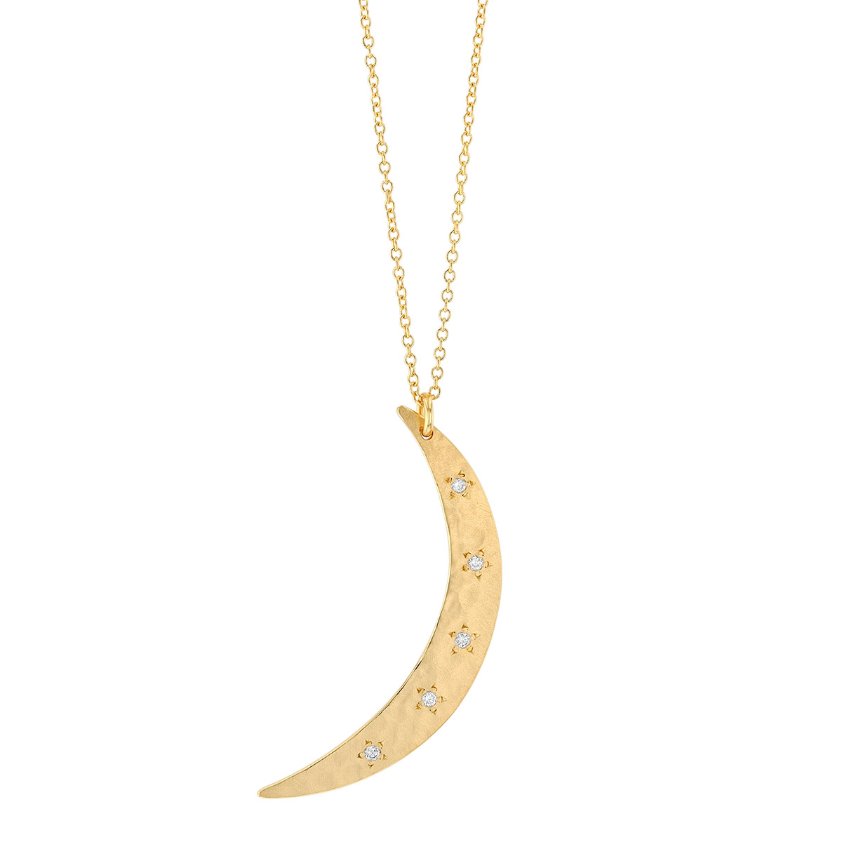 Marika Diamond Crescent Moon Pendant in Yellow Gold