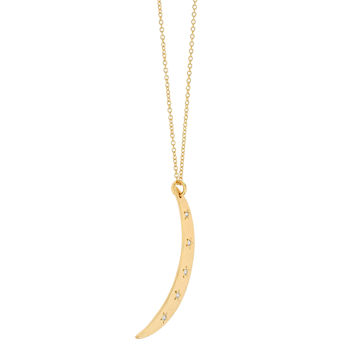 Marika Diamond Crescent Moon Pendant in Yellow Gold