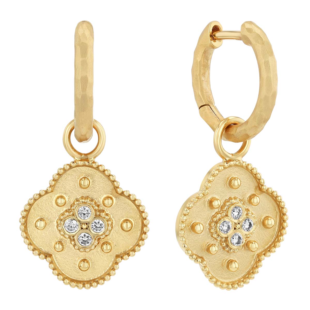 Marika Diamond Quartrefoil Earring Charms in Yellow Gold