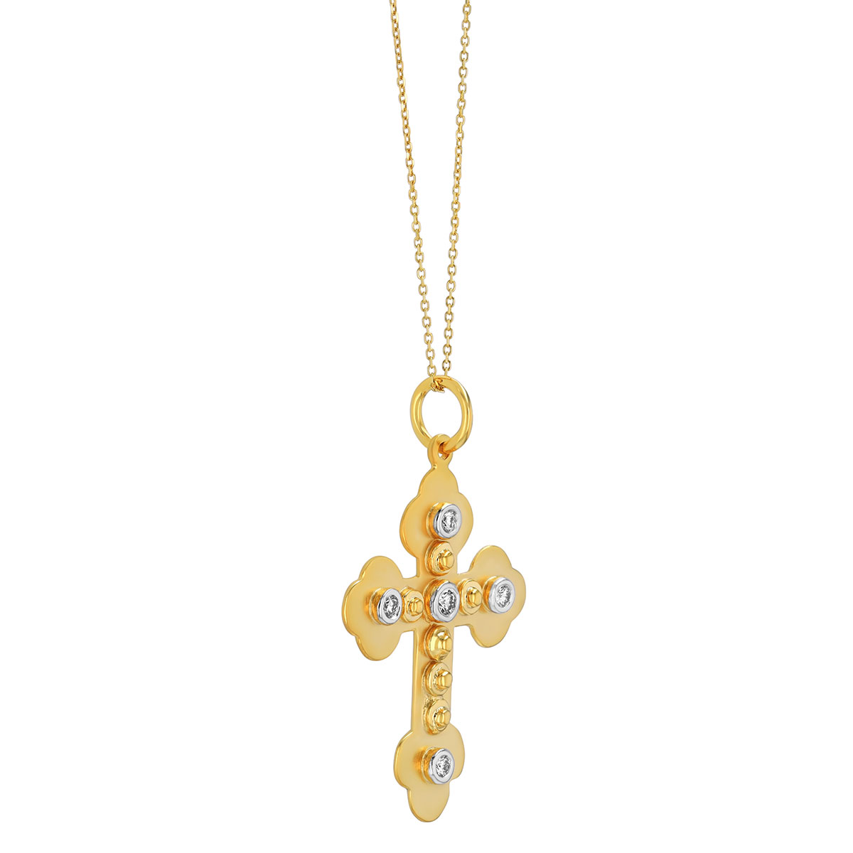 Marika Diamond & Beaded Cross Pendant in Two Tone