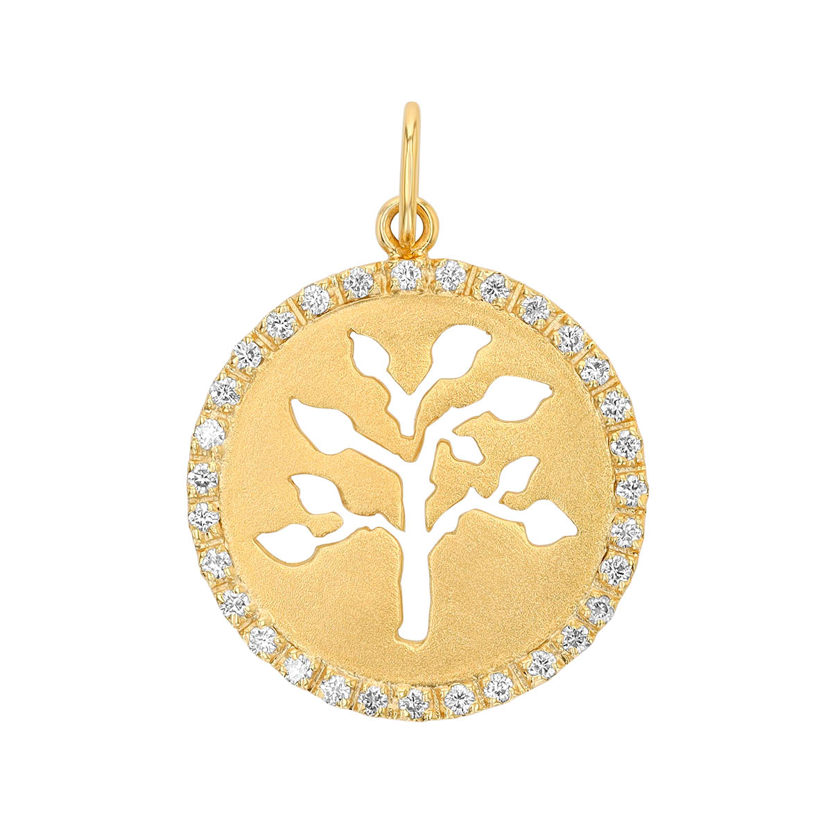 Marika Diamond Tree Cutout Disc Charm in Yellow Gold