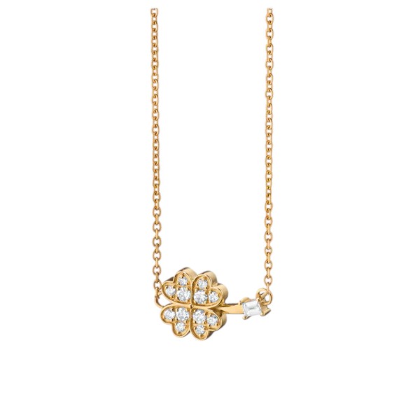 Monica Rich Kosann Pavé & Baguette Diamond Mini Clover "Luck" Necklace, 18"