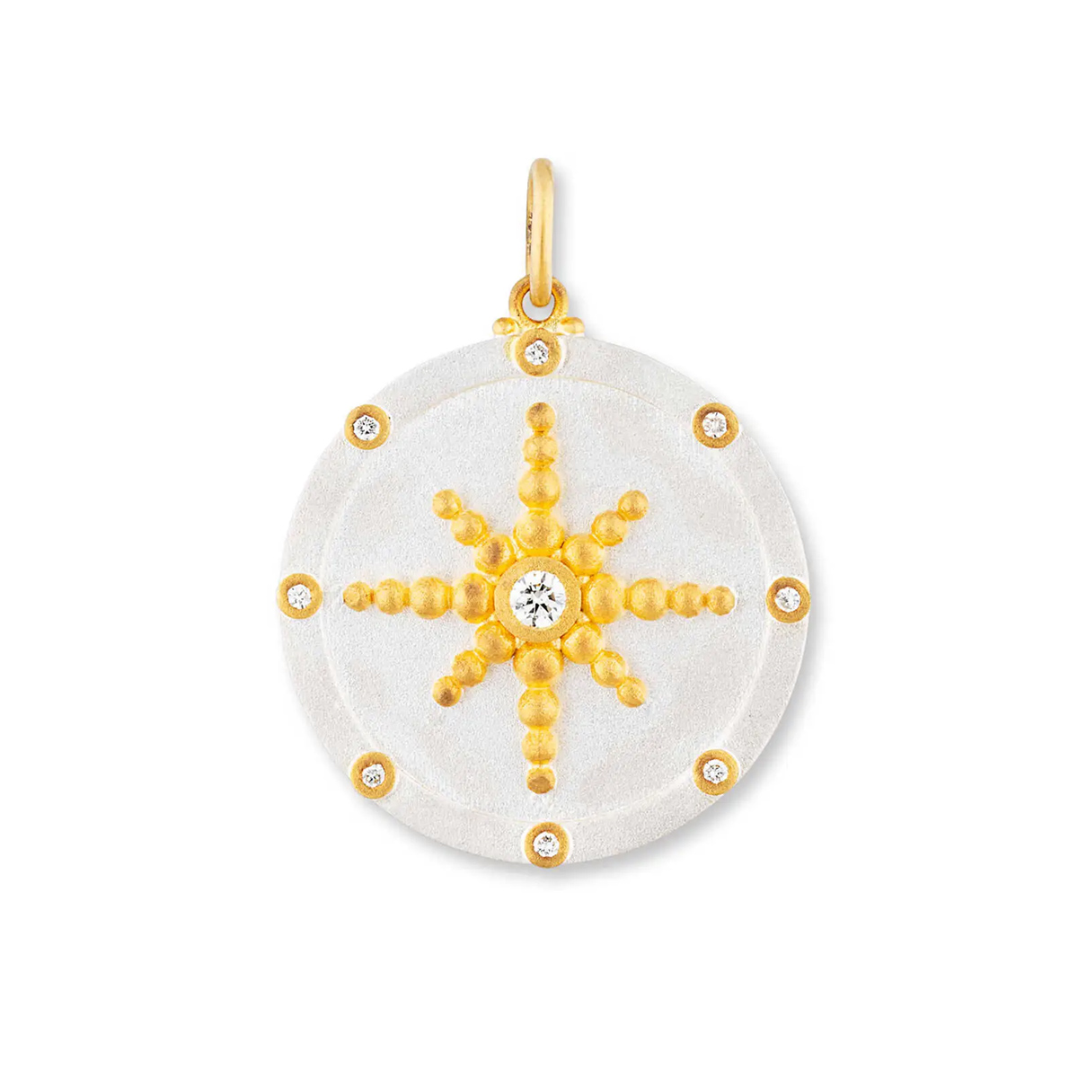 Lika Behar Diamond Compass Medallion Charm in Yellow Gold & Sterling Silver