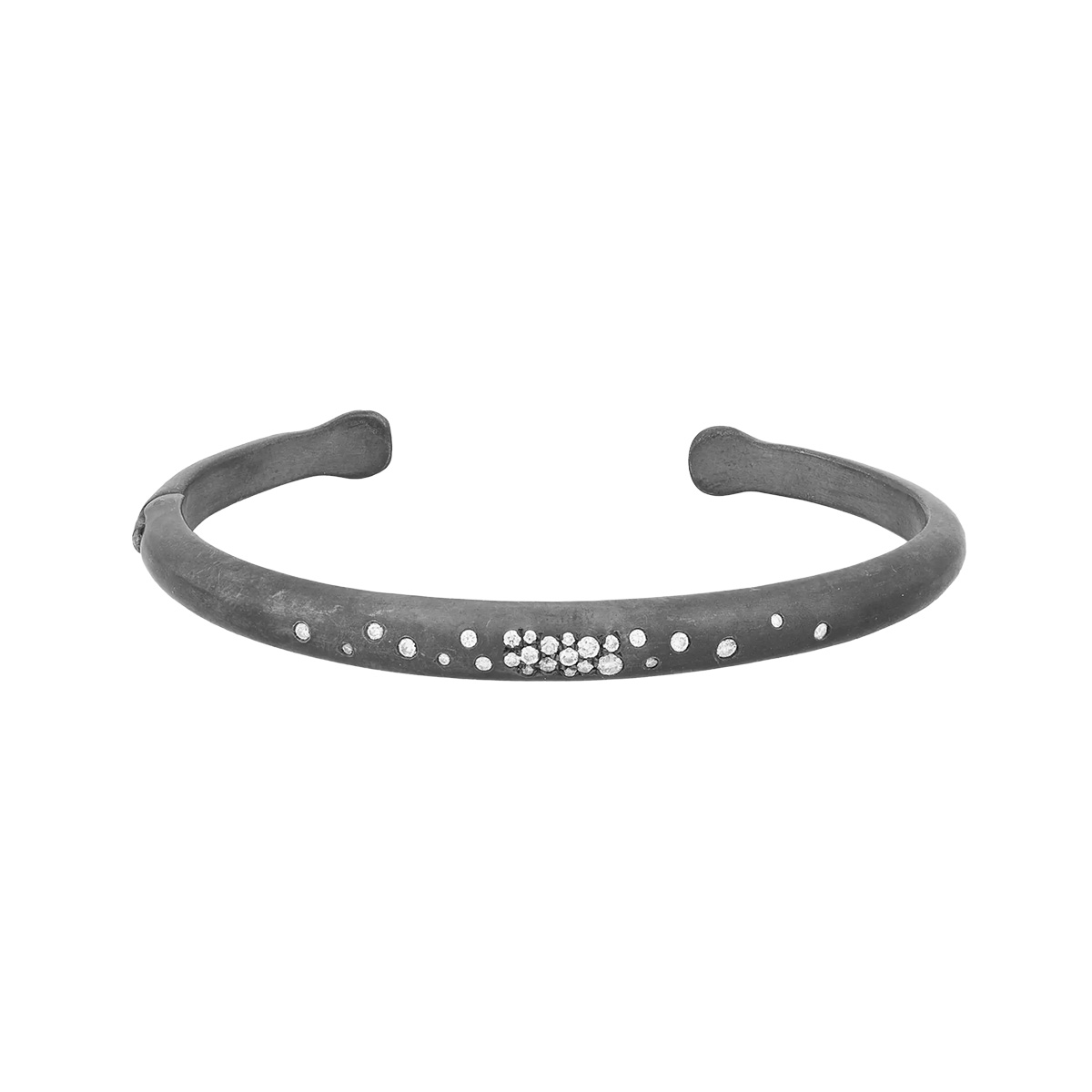 Lika Behar Boogie Line Flush Set Diamond Scatter Cuff Bracelet in Oxidized Sterling Silver