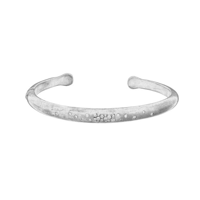 Lika Behar Boogie Line Flush Set Diamond Scatter Cuff Bracelet in Sterling Silver