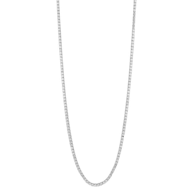 Diamond Tennis Necklace in White Gold, 8.50 aptw