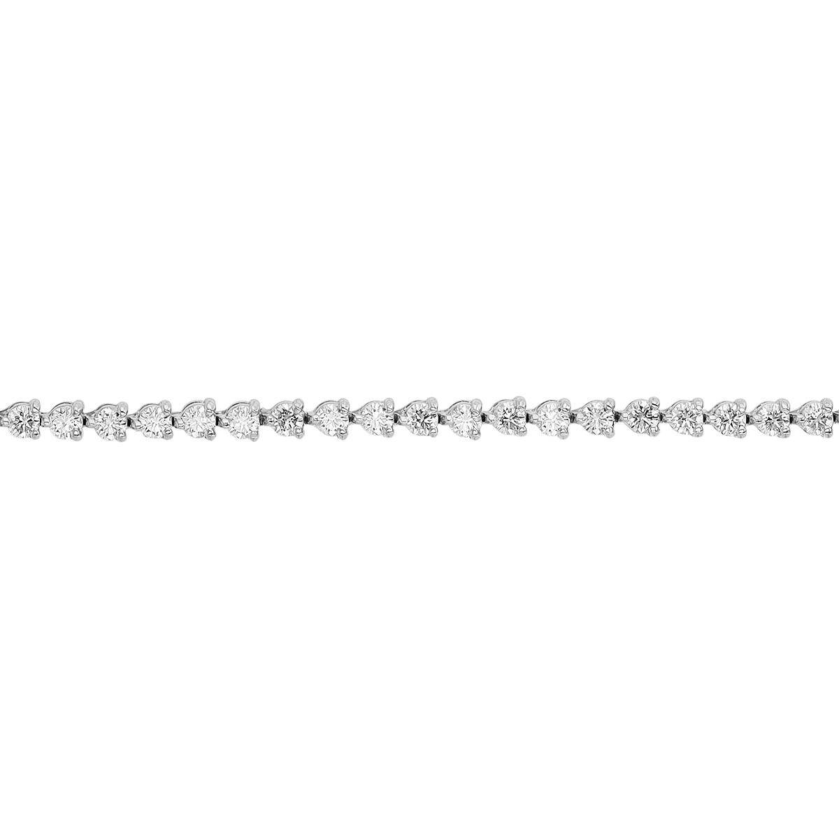 Round Diamond 3 Prong Tennis Bracelet in White Gold, 4.00 aptw