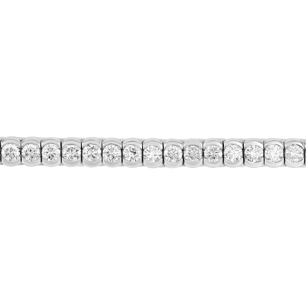Round Diamond Half Bezel Tennis Bracelet in White Gold, 5.00 aptw