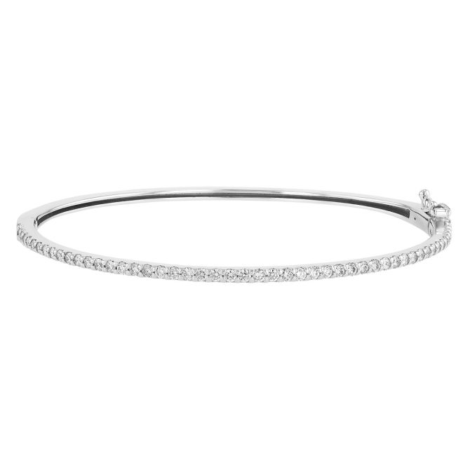 Diamond Bangle Bracelet in White Gold, 1.00 aptw