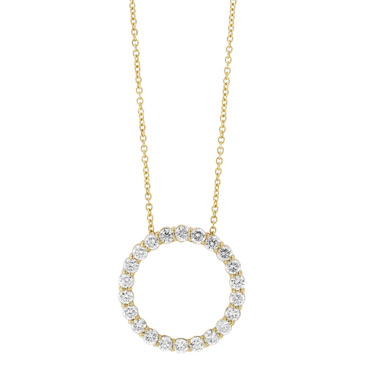 Diamond Open Circle Pendant in Yellow Gold, 0.98 cttw