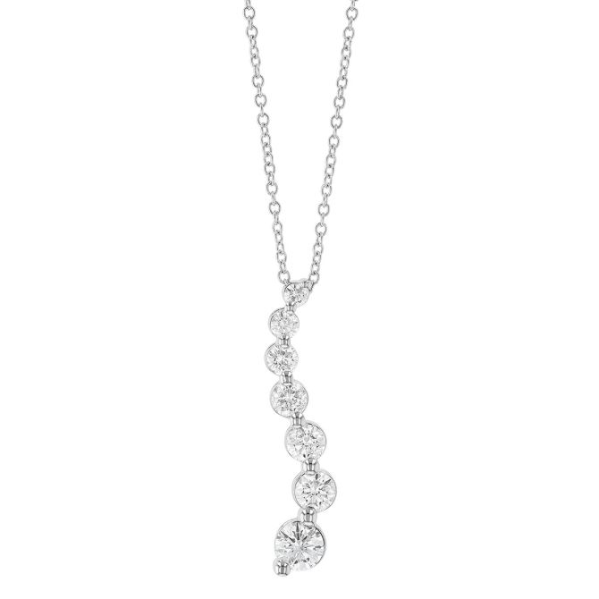 Graduated Diamond Wave Pendant in White Gold