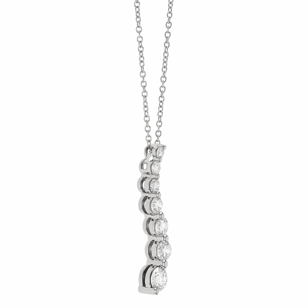 Graduated Diamond Wave Pendant in White Gold