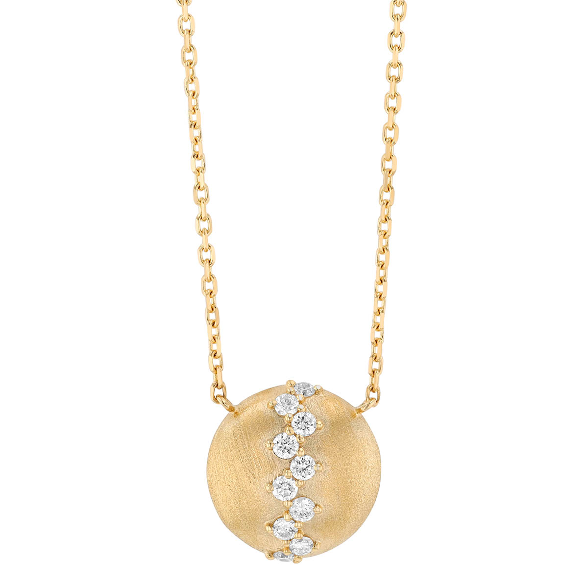 Diamond Stitch Disc Pendant in Yellow Gold, 18