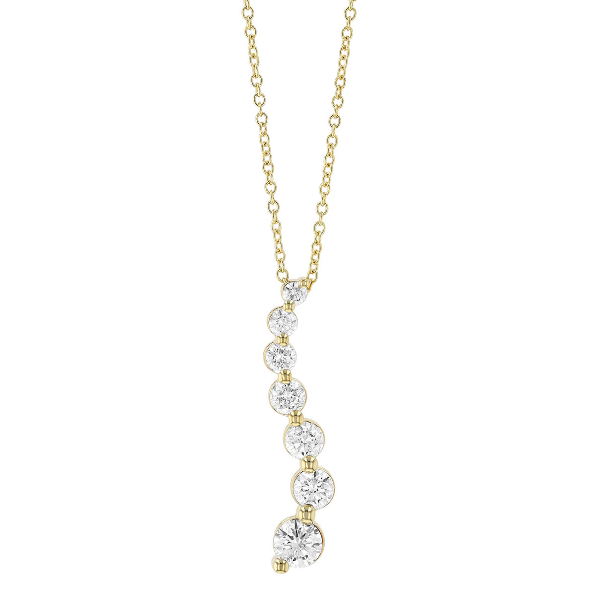 Graduated Diamond Wave Pendant in Yellow Gold