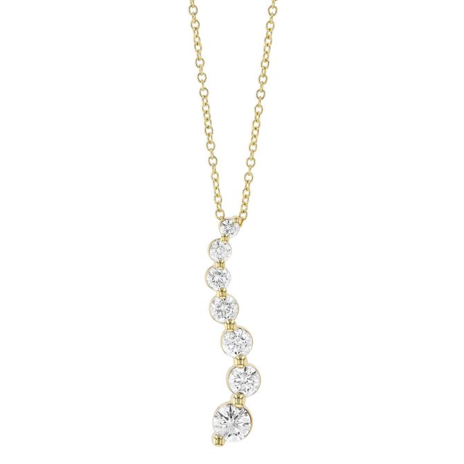 Graduated Diamond Wave Pendant in Yellow Gold
