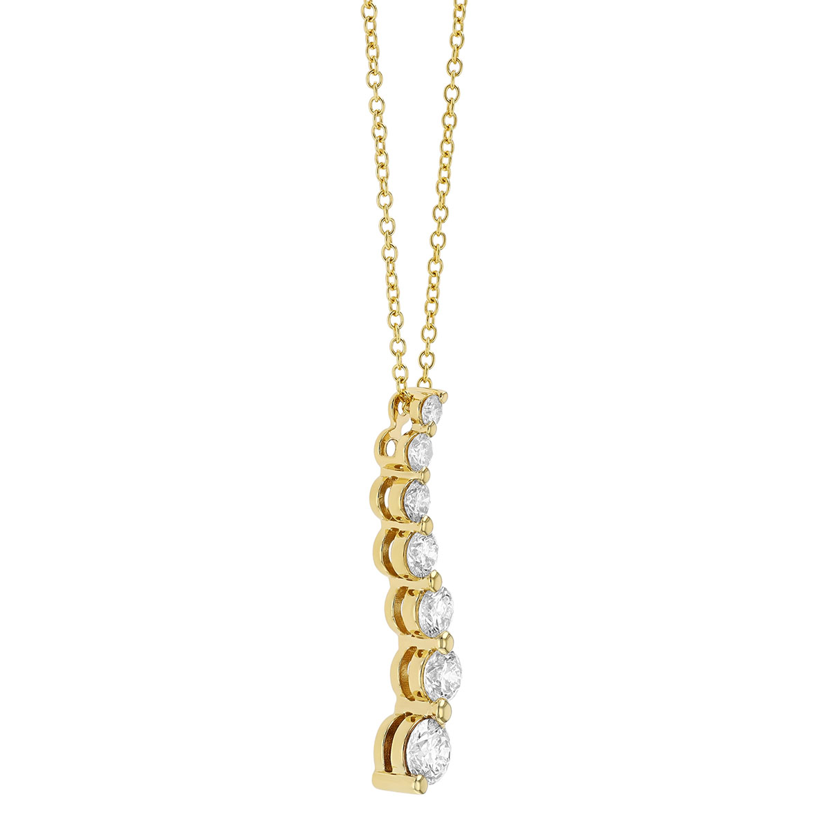 Graduated Diamond Wave Pendant in Yellow Gold