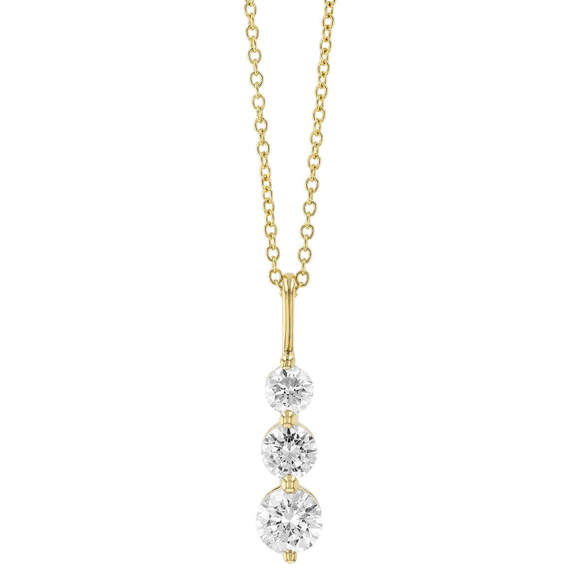 Graduated Diamond Trio Pendant in Yellow Gold