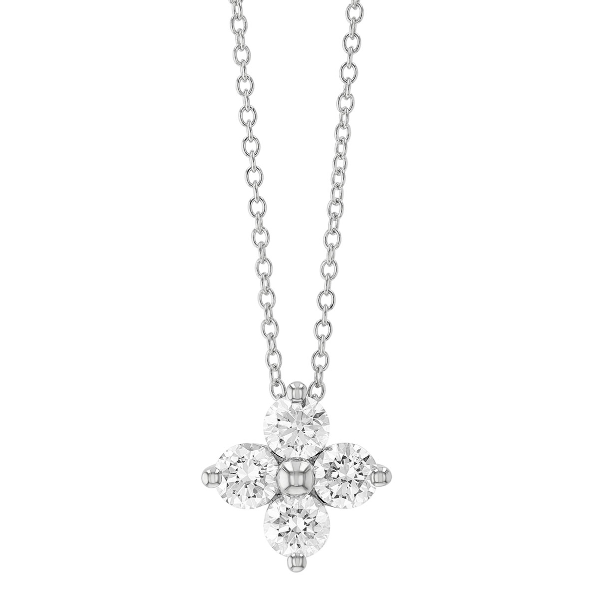 Diamond Quartet Pendant in White Gold, 0.96 cttw