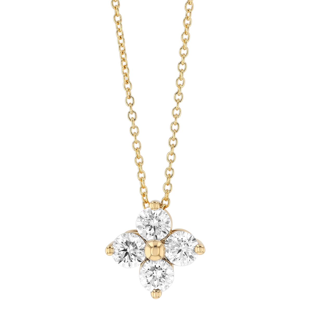 Round Diamond Quartet Pendant in Yellow Gold