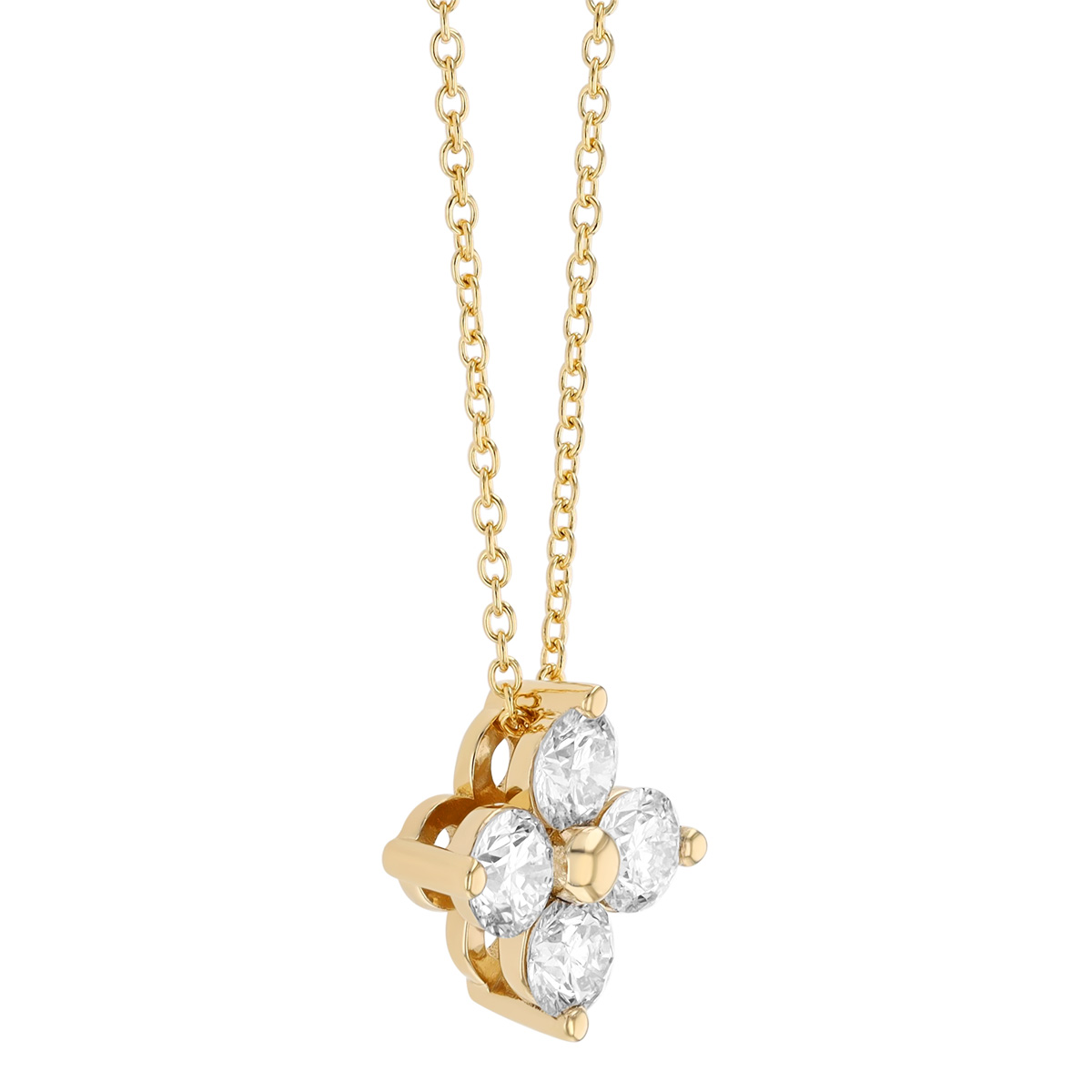 Round Diamond Quartet Pendant in Yellow Gold