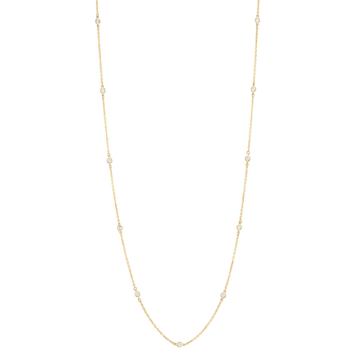 Round Diamond Station Necklace in Yellow Gold, 0.30 aptw
