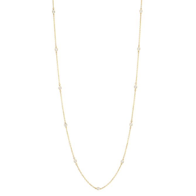 Round Diamond Station Necklace in Yellow Gold, 0.30 aptw