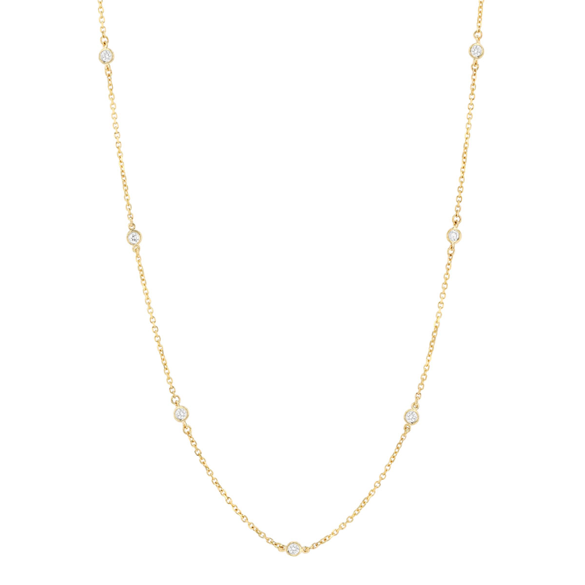 Round Diamond Station Necklace in Yellow Gold, 0.30 aptw
