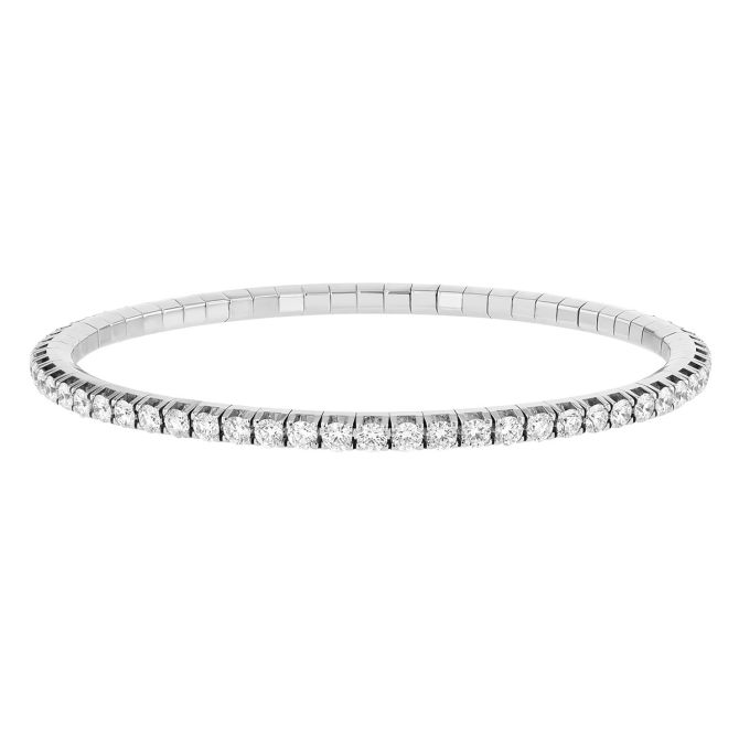 Demeglio Round Diamond Stretch Tennis Bracelet in White Gold, 4.30 cttw