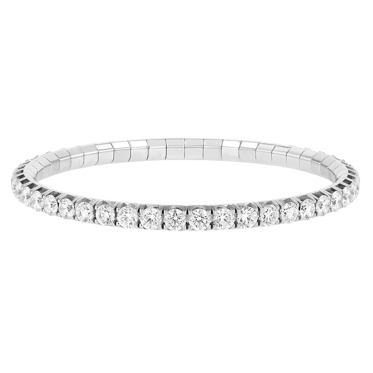 Demeglio Round Diamond Stretch Tennis Bracelet in White Gold, 9.05 cttw