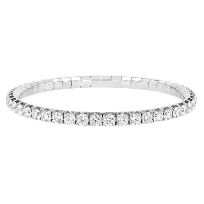 Demeglio Round Diamond Stretch Tennis Bracelet in White Gold, 9.05 cttw