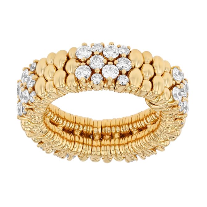 Demeglio Cashmere Diamond & Beaded Stretch Ring in Yellow Gold