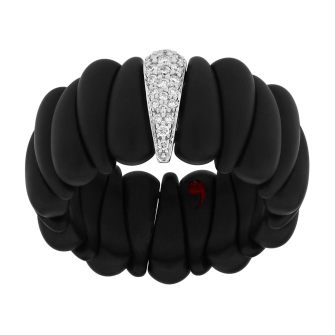 Demeglio Artiglio Matte Black Ceramic & Diamond White Gold Stretch Ring