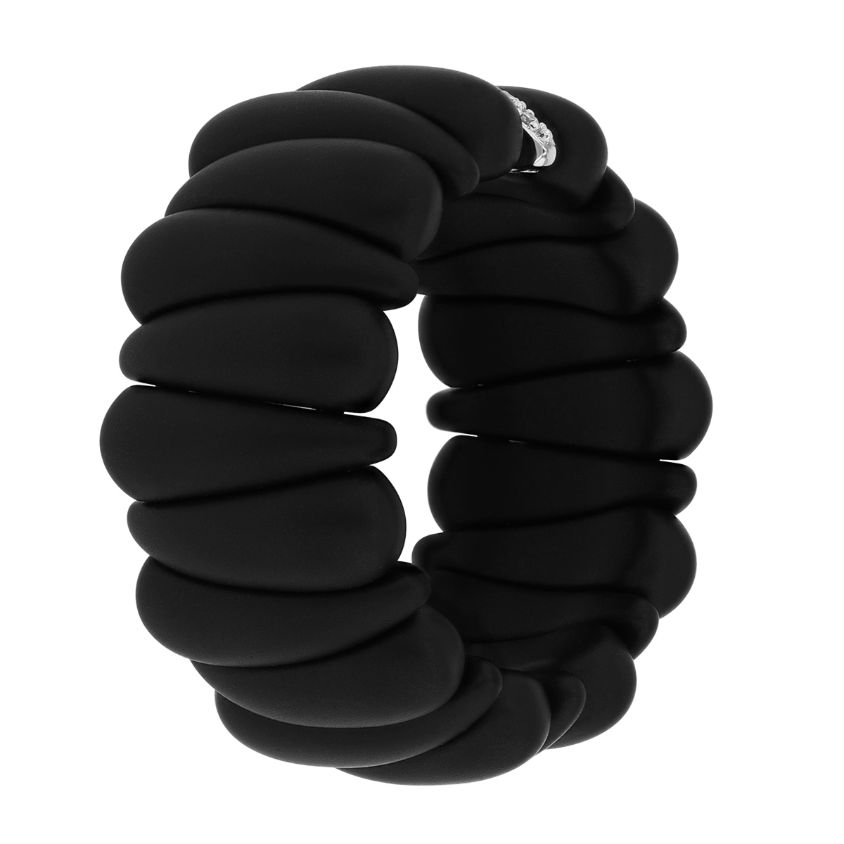 Demeglio Extensible Artiglio Matte Black Ceramic & Diamond White Gold Stretch Ring